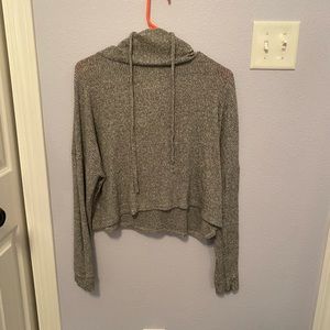 grey hooded sweater